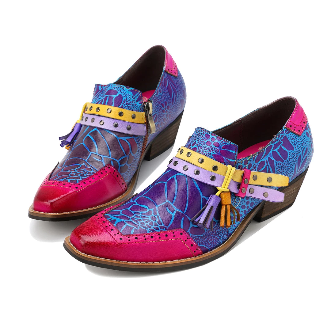 NEW ARRIVALS SOFFIA | Flower-Accent Genuine Leather Booties Oxford Shoes 2 NEW ARRIVALS SOFFIA | Flower-Accent Genuine Leather Booties Oxford Shoes