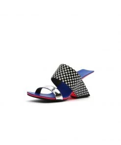 Jady Rose NEW ARRIVALS JadyRose | Signature Open-Heel Leather Slide Sandal - Blue Polka Dot
