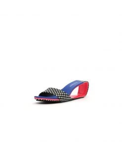 Jady Rose JadyRose | Open Twisted-Heel Leather Slide Sandal - Blue Dot NEW ARRIVALS