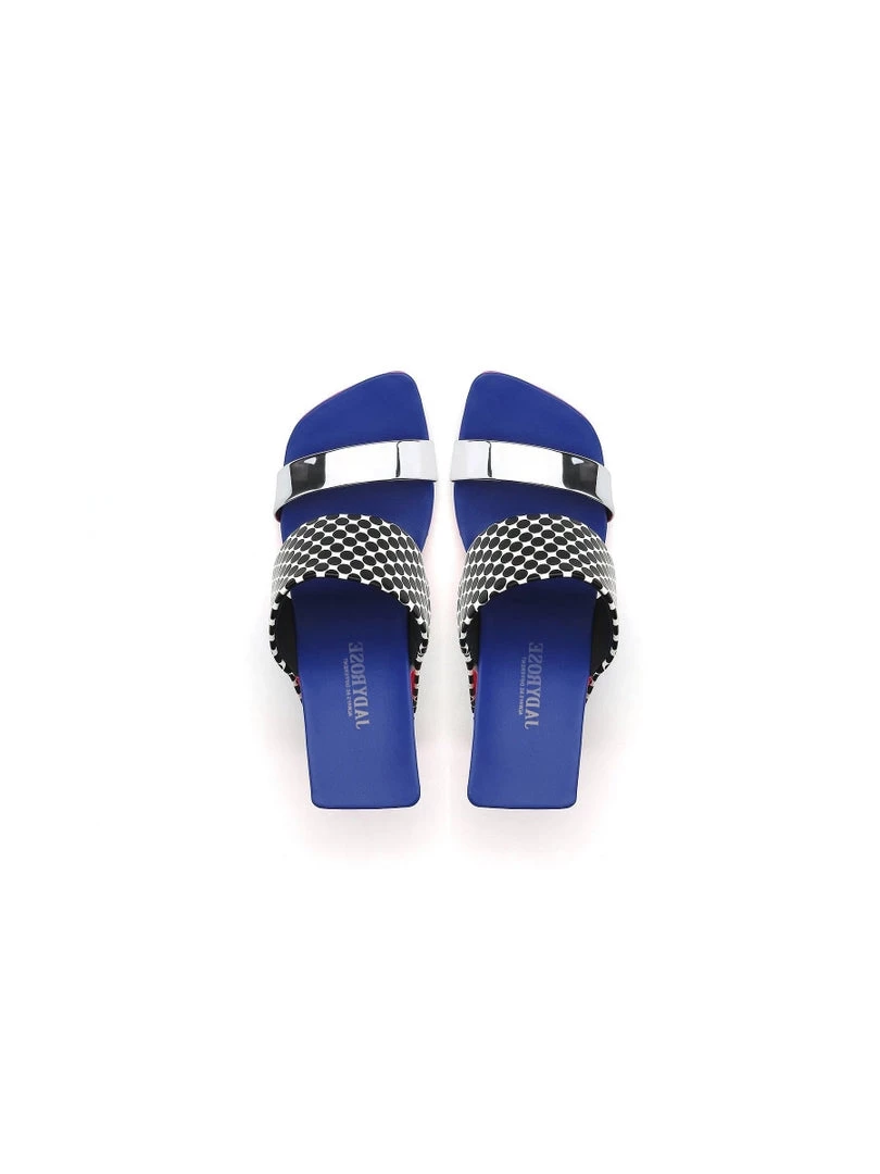 Jady Rose NEW ARRIVALS JadyRose | Signature Open-Heel Leather Slide Sandal - Blue Polka Dot 2 Jady Rose NEW ARRIVALS JadyRose | Signature Open-Heel Leather Slide Sandal - Blue Polka Dot