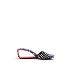 Jady Rose JadyRose | Open Twisted-Heel Leather Slide Sandal - Blue Dot NEW ARRIVALS