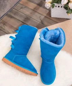 XH New In Shoes SMAIBULUN UGG™ | Triple Back-Bow Blue Leather Suede Boot 19 XH New In Shoes SMAIBULUN UGG™ | Triple Back-Bow Blue Leather Suede Boot