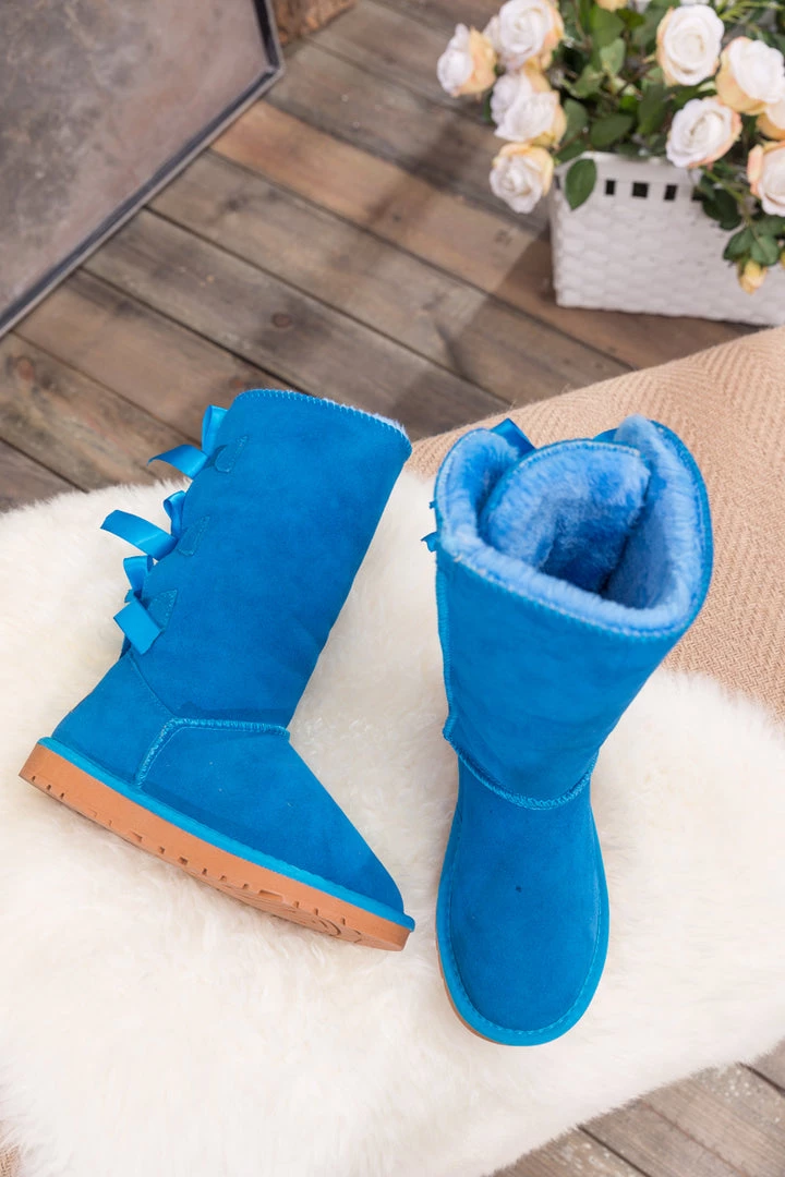XH New In Shoes SMAIBULUN UGG™ | Triple Back-Bow Blue Leather Suede Boot 10 XH New In Shoes SMAIBULUN UGG™ | Triple Back-Bow Blue Leather Suede Boot