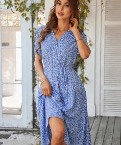 DY ALVINA Print Midi Dress - Blue