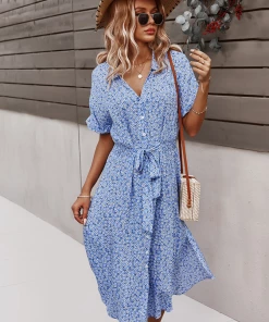 DY NEW ARRIVALS LORRIE SHIRT MIDI DRESS - SKY BLUE