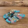 RXD Genuine Leather Tie-Dye Garden Print Elegant Sandals Slides - Soffia