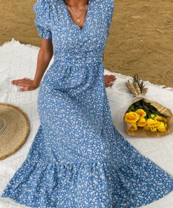 BFZY JUANITA MIDI DRESS - BLUE PRINT