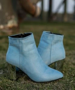 HYHE EN BLOOM | Blue Mirror Heel Suede Ankle Boots NEW ARRIVALS