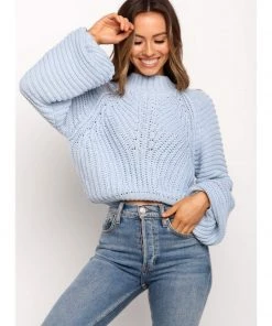 MY Smaibulun | LORINA Blue Lantern Sleeve Knit Top New In Clothing