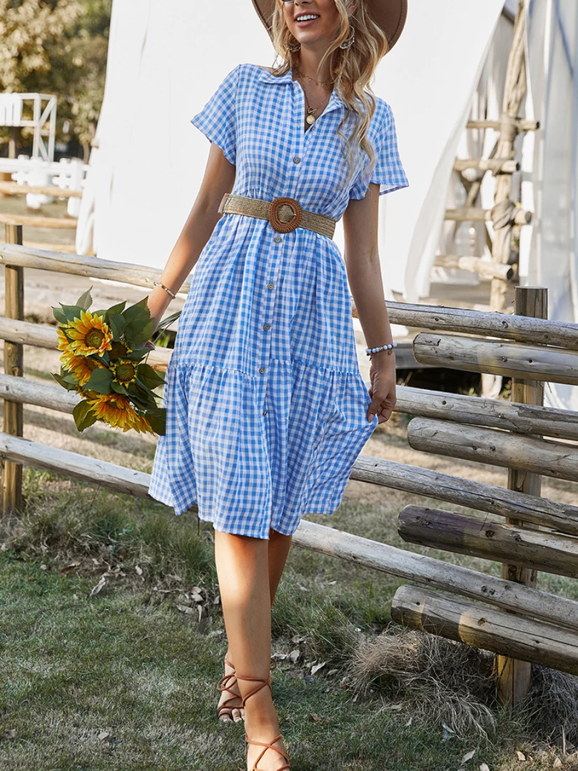 DY New In Clothing DARLEEN TARTAN SHIRT DRESS – BLUE 1 DY New In Clothing DARLEEN TARTAN SHIRT DRESS – BLUE