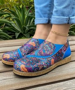 YL Blue Art Floral Color Comfortable Sip On Sneakers - En Bloom