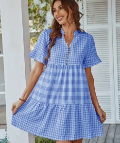 DY GENISTA French Doll Mini Dress - Blue