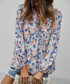 DY New In Clothing DUA LIPA FLORAL TOP - BLUE