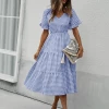 DY NEW ARRIVALS SHASTA Gingham Midi Dress - Blue