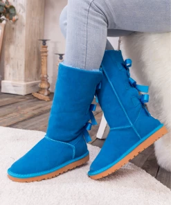 SMAIBULUN Sales 14 XH New In Shoes SMAIBULUN UGG⢠| Triple Back-Bow Blue Leather Suede Boot