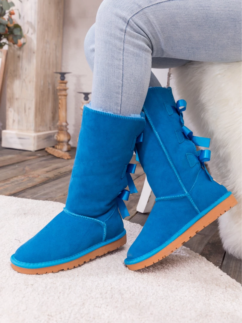 XH New In Shoes SMAIBULUN UGG™ | Triple Back-Bow Blue Leather Suede Boot 1 XH New In Shoes SMAIBULUN UGG™ | Triple Back-Bow Blue Leather Suede Boot