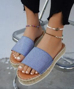 HT En Bloom | Rhinestone Upper Straw Matt Sole Sandal NEW ARRIVALS