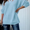 MY Smaibulun | COLENA Baby Blue Cut Out V-neck Pullover New In Clothing