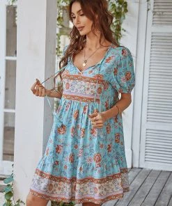 DY AURINA BOHO DRESS - BLUE PRINT