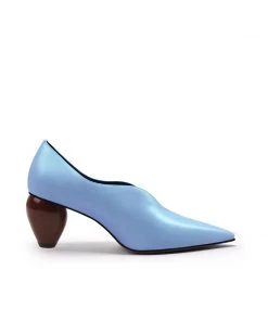 Jady Rose NEW ARRIVALS JadyRose | Scalloped Edges-Curve Shaped Leather Pumps - Blue