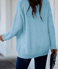 MY Smaibulun | COLENA Baby Blue Cut Out V-neck Pullover New In Clothing