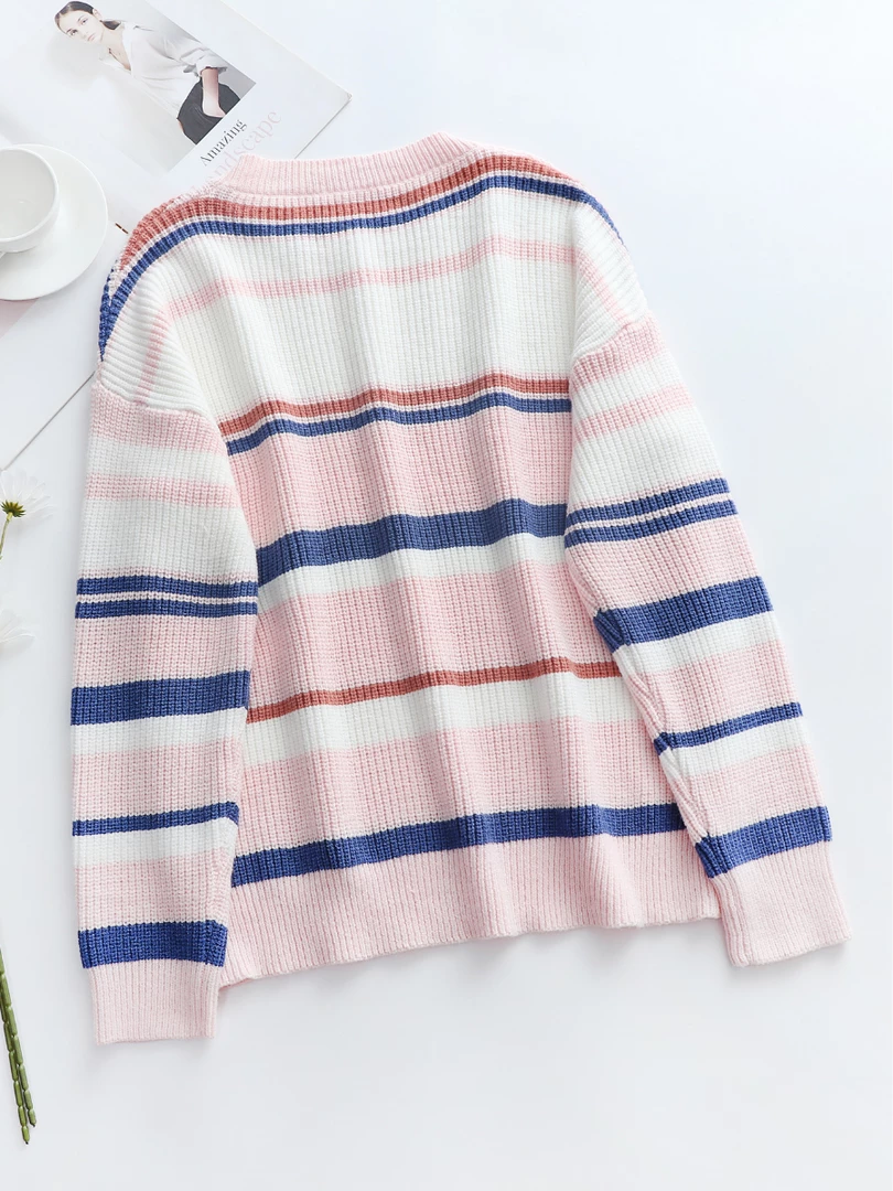 MY NEW ARRIVALS Smaibulun | Pink Blue Orange Stripe Crew Neck Knit Top 2 MY NEW ARRIVALS Smaibulun | Pink Blue Orange Stripe Crew Neck Knit Top