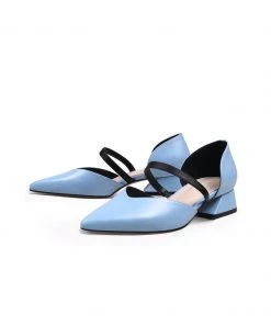 Jady Rose NEW ARRIVALS JadyRose | Strap-Detail Leather D'Orsay Pump Sky Blue