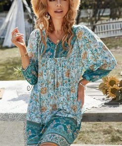 DY AURINA BOHO DRESS - TURQUOISE NEW ARRIVALS