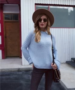 MY Smaibulun | LORINA Blue Lantern Sleeve Knit Top New In Clothing