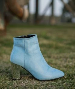 HYHE EN BLOOM | Blue Mirror Heel Suede Ankle Boots NEW ARRIVALS
