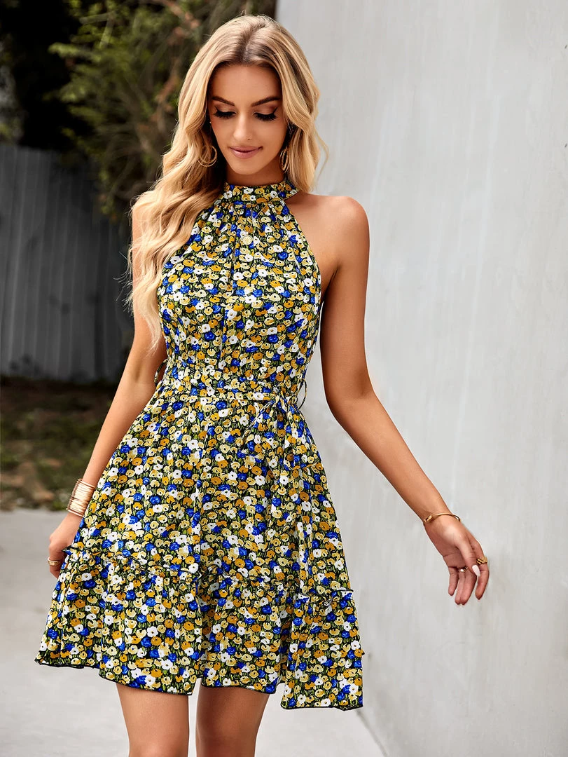 DY BONAFIQUE MINI DRESS - BLUE FLORAL 2 DY BONAFIQUE MINI DRESS - BLUE FLORAL