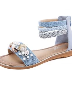 Shell & Conch Braided Ankle-Strap Sandal - SIKETU New In Shoes