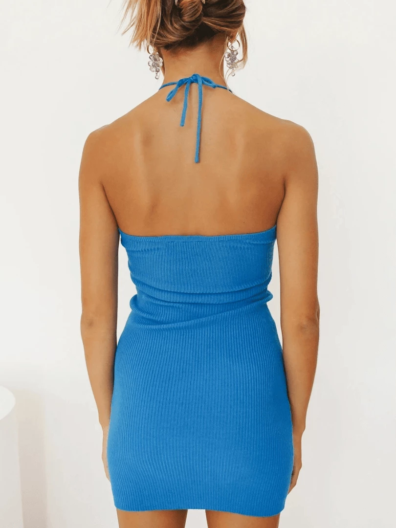 MY NEW ARRIVALS CROSSA KNIT MINI DRESS - BLUE 3 MY NEW ARRIVALS CROSSA KNIT MINI DRESS - BLUE