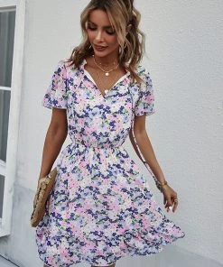 DY New In Clothing LUISA Floral Print Mini Dress - Blue 8 DY New In Clothing LUISA Floral Print Mini Dress - Blue