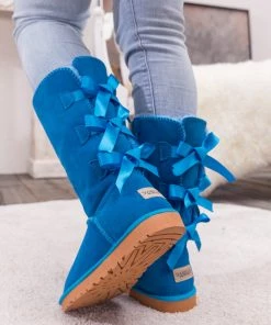 XH New In Shoes SMAIBULUN UGG™ | Triple Back-Bow Blue Leather Suede Boot 12 XH New In Shoes SMAIBULUN UGG™ | Triple Back-Bow Blue Leather Suede Boot