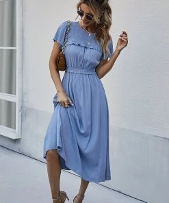 DY IOLANA Midi Dress - Maya Blue