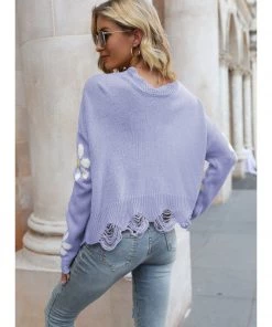 QDYH Smaibulun | Daisy Ripped Detailed Knit Sweater New In Clothing