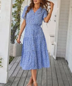 DY ALVINA Print Midi Dress - Blue