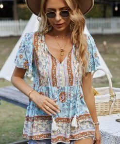 DY JEN BOHO TOP - BLUE New In Clothing 8 DY JEN BOHO TOP - BLUE New In Clothing