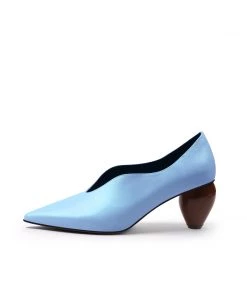 Jady Rose NEW ARRIVALS JadyRose | Scalloped Edges-Curve Shaped Leather Pumps - Blue