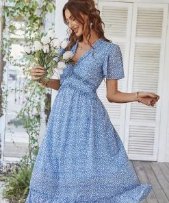 DY ROSALINDA MIDI DRESS - SKY BLUE New In Clothing