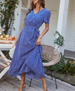 DY LEENA MIDI DRESS - BLUE PRINT NEW ARRIVALS