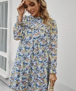 DY New In Clothing TERRENCE Floral Print Mini Dress - Blue 8 DY New In Clothing TERRENCE Floral Print Mini Dress - Blue