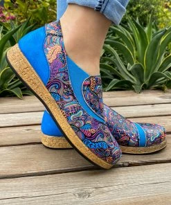 YL Blue Art Floral Color Comfortable Sip On Sneakers - En Bloom
