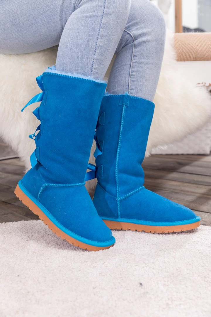 XH New In Shoes SMAIBULUN UGG™ | Triple Back-Bow Blue Leather Suede Boot 4 XH New In Shoes SMAIBULUN UGG™ | Triple Back-Bow Blue Leather Suede Boot