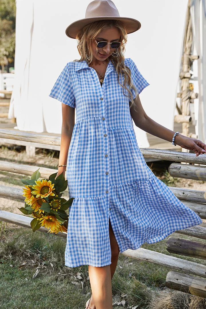 DY New In Clothing DARLEEN TARTAN SHIRT DRESS – BLUE 4 DY New In Clothing DARLEEN TARTAN SHIRT DRESS – BLUE