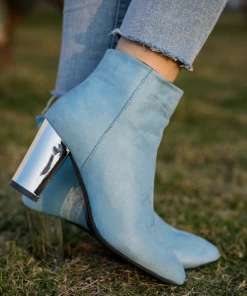 HYHE EN BLOOM | Blue Mirror Heel Suede Ankle Boots NEW ARRIVALS