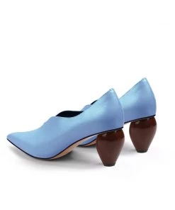 Jady Rose NEW ARRIVALS JadyRose | Scalloped Edges-Curve Shaped Leather Pumps - Blue