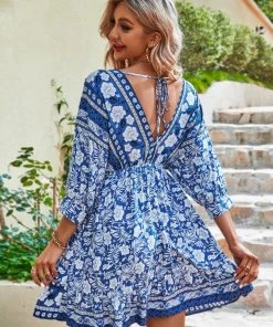 DY TAMANNA DRESS - BLUE PRINT New In Clothing