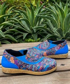 YL Blue Art Floral Color Comfortable Sip On Sneakers - En Bloom